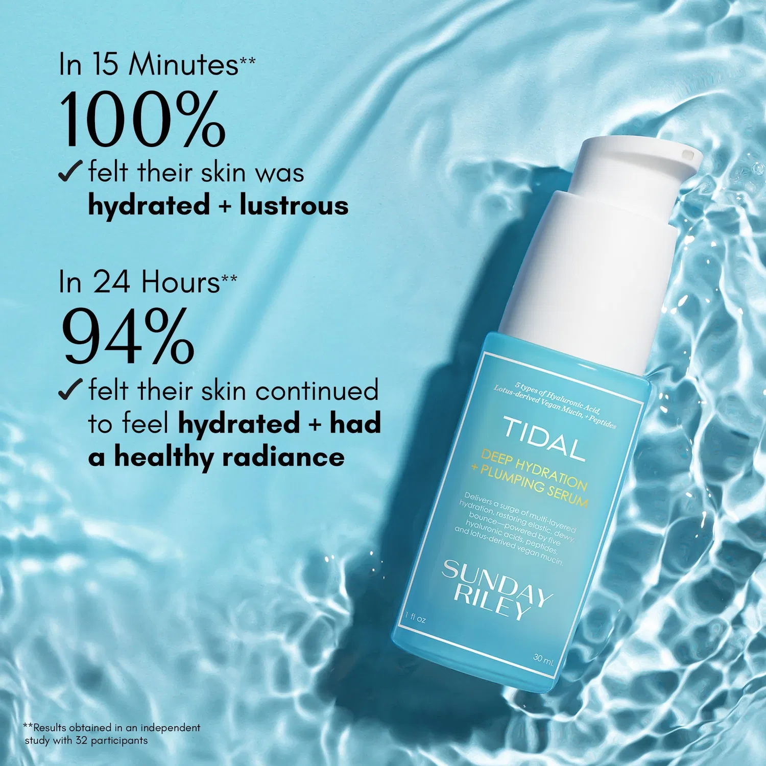 Сыворотка увлажняющая и придающая объем Tidal Deep Hydration and Plumping Serum Sunday Riley, 30 мл — фото 4