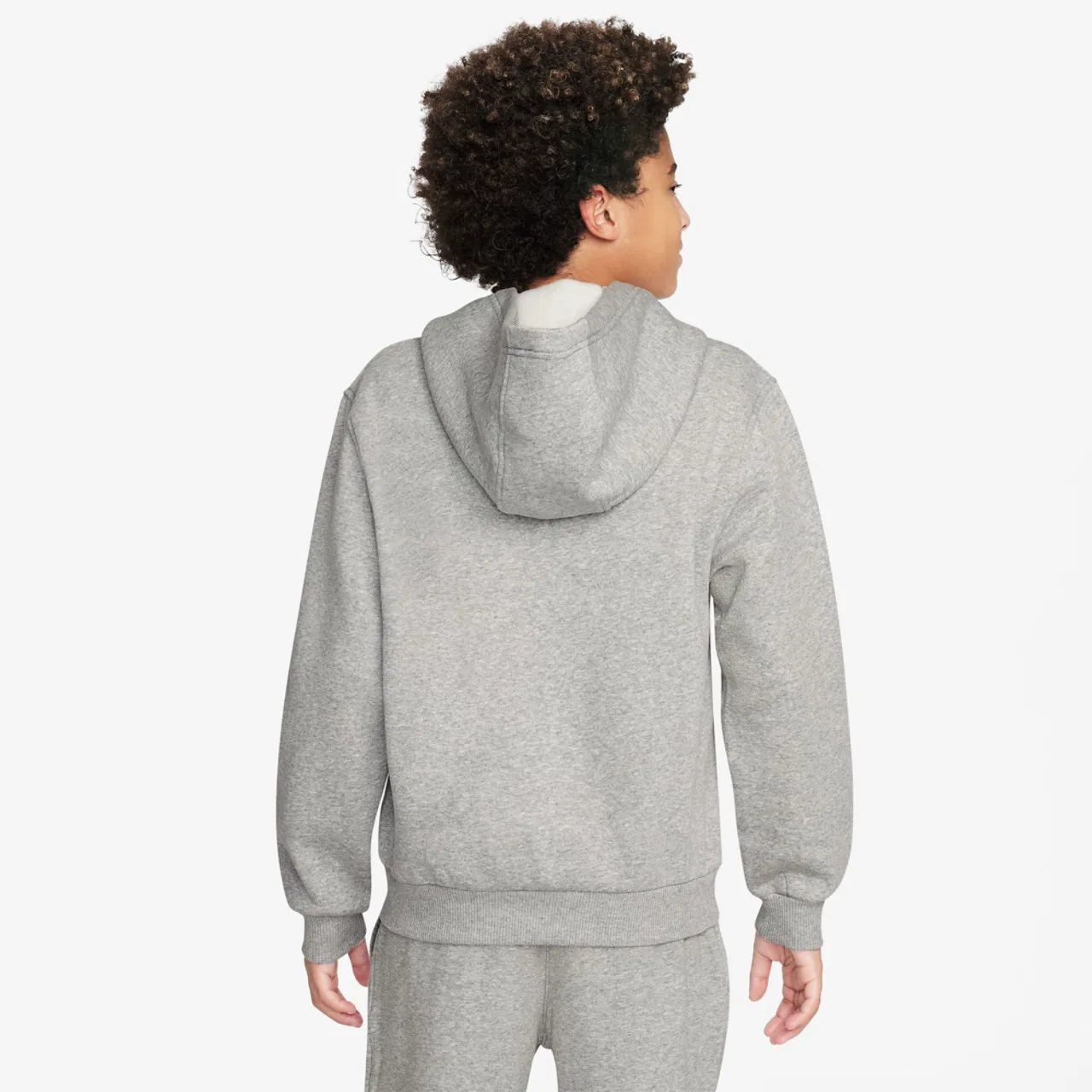 Детская толстовка на молнии NSW Club Fleece LBR Nike, цвет Dark Grey Heather/White — фото 2