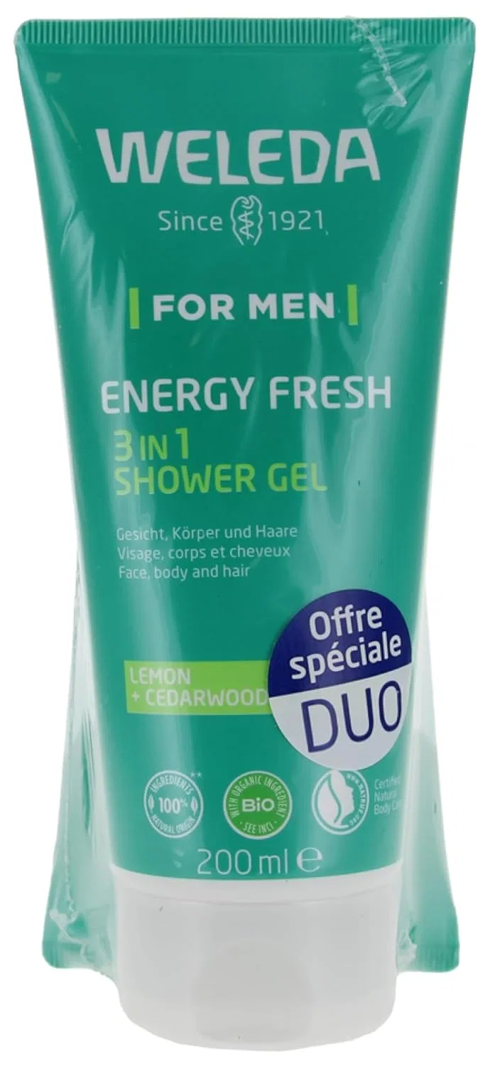 Гель для душа 3-в-1 Energy Fresh, WELEDA, набор 2 x 200 мл