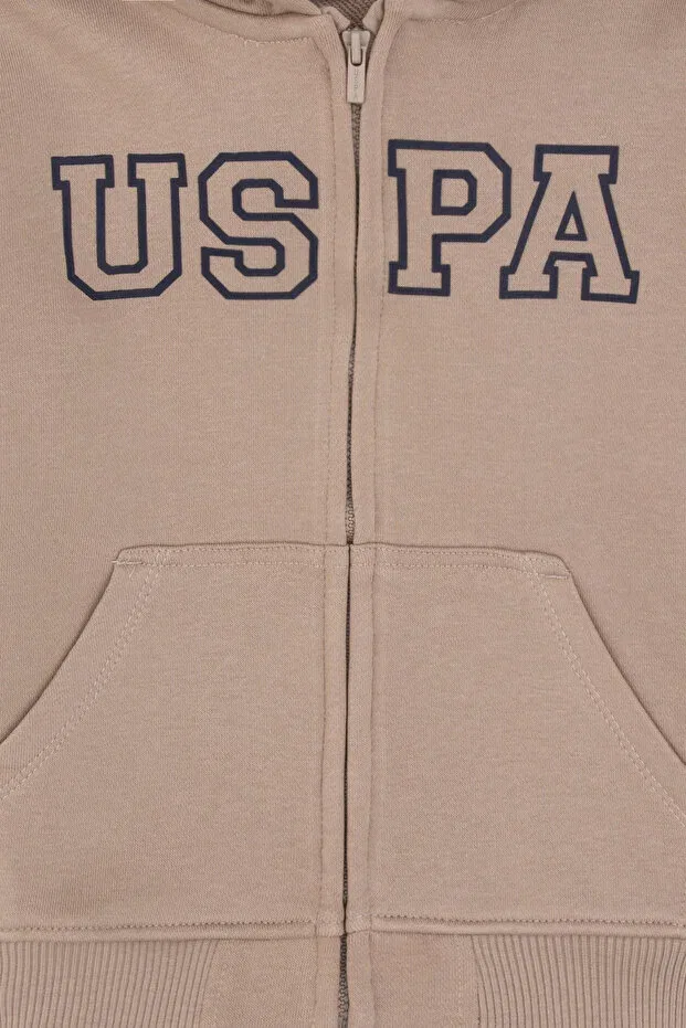 Детский кардиган с длинным рукавом U.S. Polo Assn., Dark Beige — фото 3