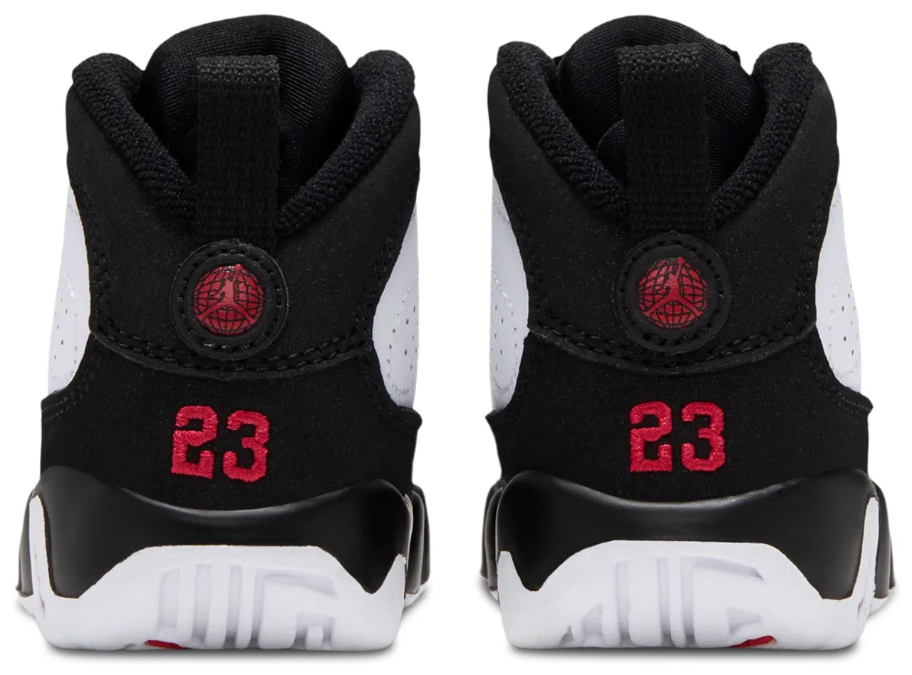 Детские кроссовки для мальчиков с кожаным верхом Retro 9 Jordan, белый/красный/черный — фото 3