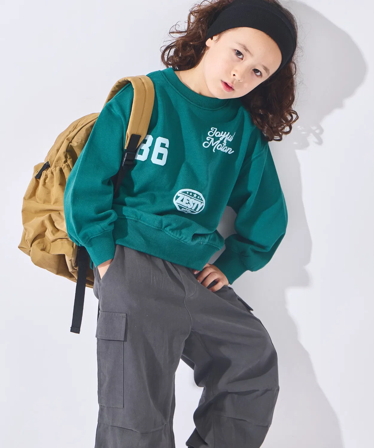 Детский свитшот с длинным рукавоми принтом ever closet, Green