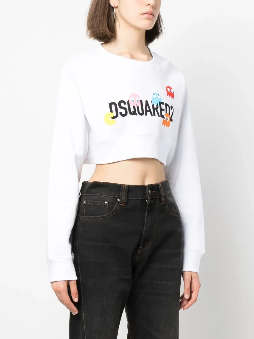 Укороченная толстовка с логотипом Dsquared2, белый — фото 3