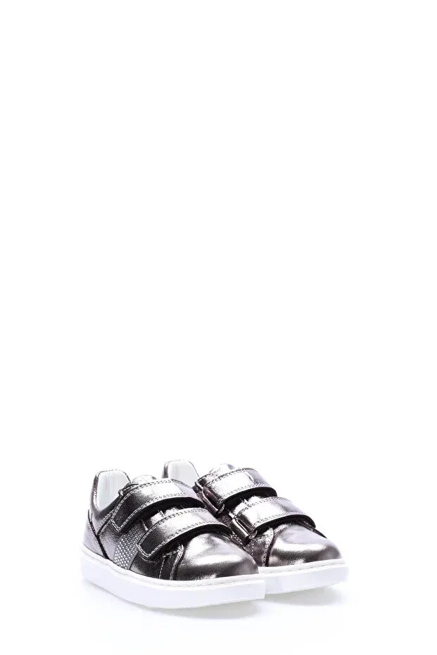 Детские кеды для девочек на липучке из натуральной кожи Mirgeshoes, Platinum