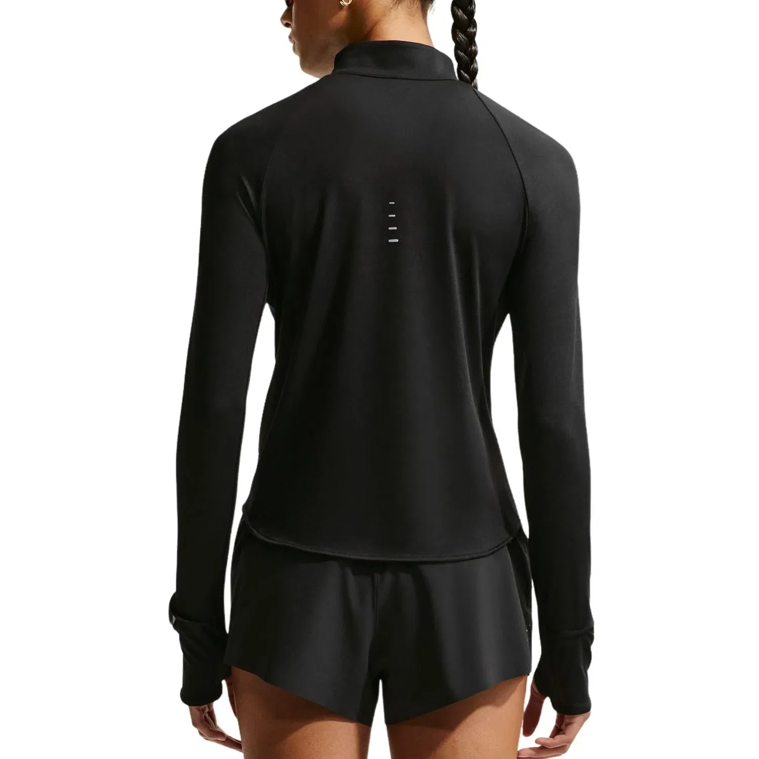 Женская футболка Swift Dri-FIT UV 1 4-Zip Top 'Black' Nike, черный — фото 2