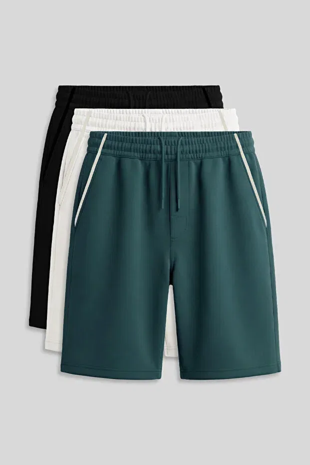 Детские шорты для мальчиков хлопковые комплект 3 шт Tommy Life, Black Forest Green Ecru