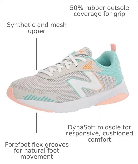 Детские кроссовки для девочек с шнуровкой 545 V1 New Balance, Summer Fog/Surf/Peach Glaze — фото 3