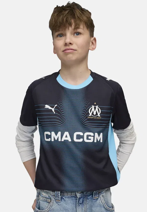 Футбольная форма с быстрым высыханием Olympique de marseille 25/26 away jersey youth, Puma, New Navy Luminous Blue, темно-синий