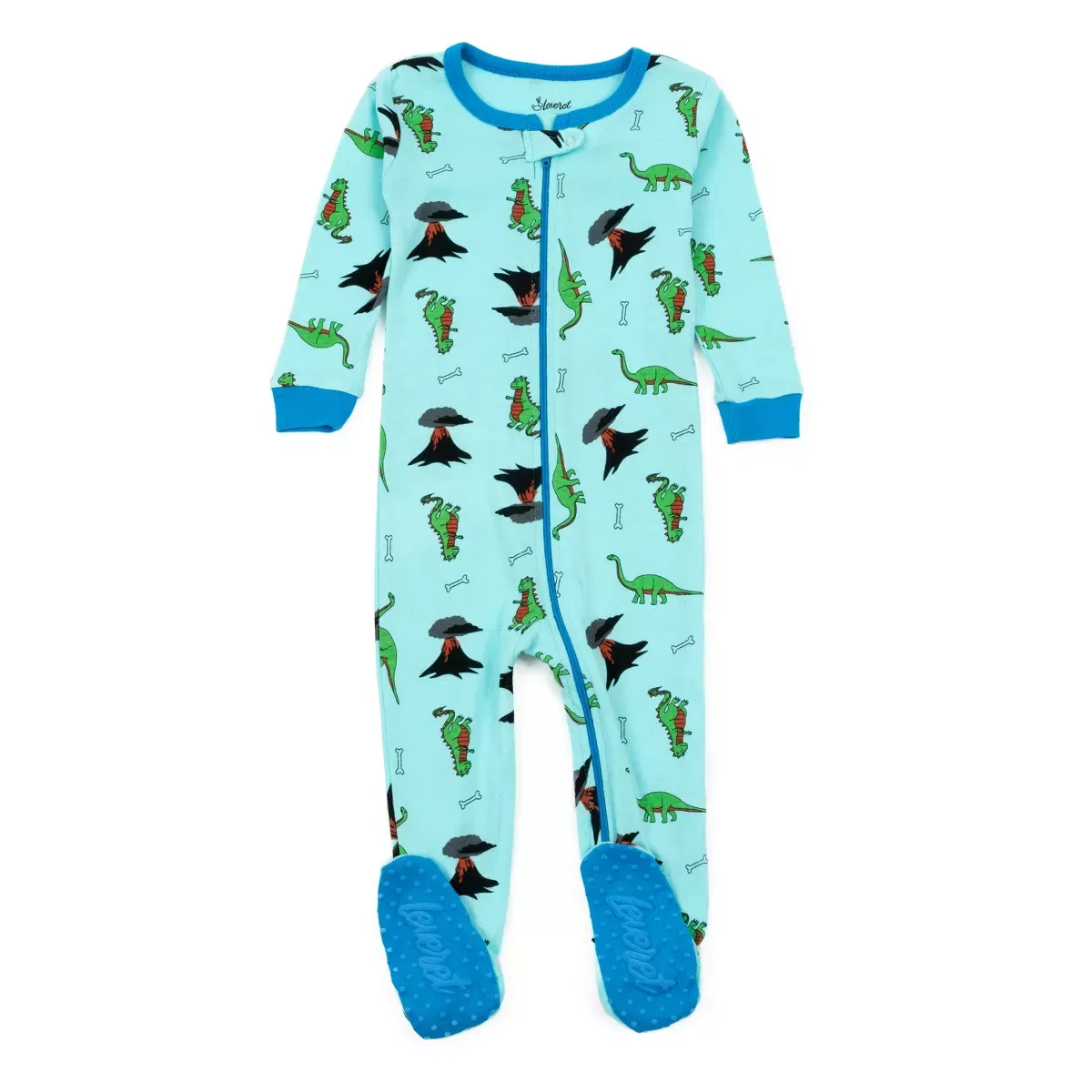 Детское пижама с принтом Footed Cotton SLEEPWEAR, Dinosaur Blue