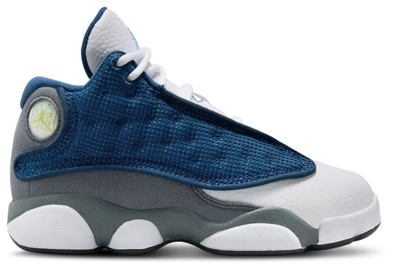 Детские кроссовки для мальчиков с верхом из кожи Jordan Retro 13 Jordan, Grey Navy University Blue