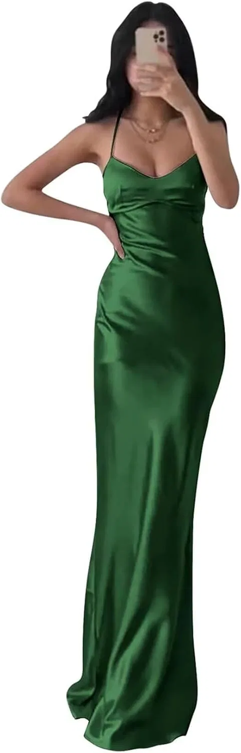 Женское вечернее платье-русалка из сатина CENERIC, Emerald Green