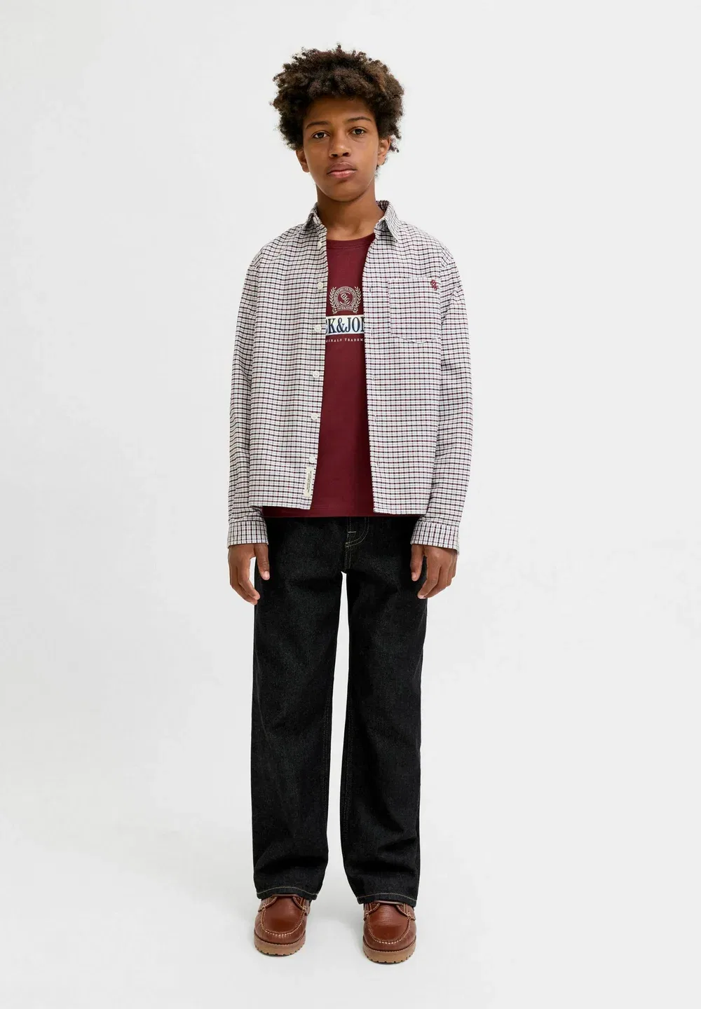 Футболка с длинными рукавами Jorfrederiksberg graphic box tee ls jnr - топ с длинными рукавами Jack & Jones Junior, Chocolate Truffle
