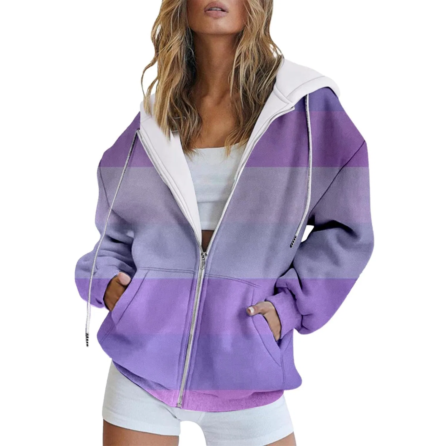Женская куртка с принтом Autumn and Winter Gradient Print, L