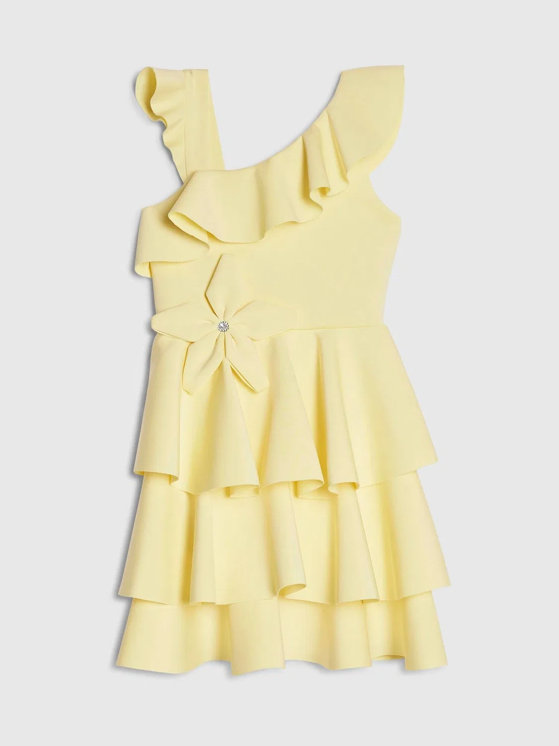 Платье асимметричное с цветочной аппликацией River Island, желтое