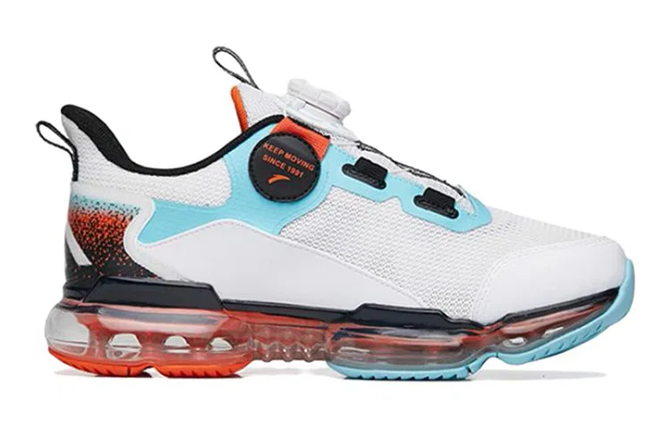 Детские беговые кроссовки с защитой пятки и мыса Low top Running Shoes Antakids, White Blue Orange — фото 3