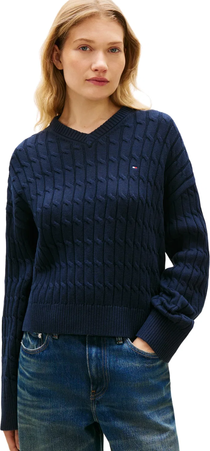 Женский пуловер с v-образным вырезом Tommy Hilfiger, Dark Night Navy