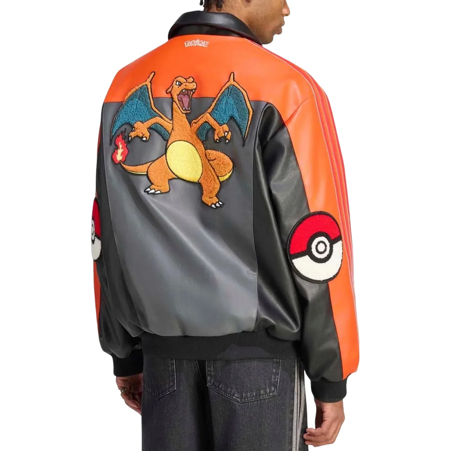Мужская куртка Pokemon 8-Ball Jacket Asia Sizing 'Black Collegiate Orange' adidas, Black Collegiate Orange — фото 2