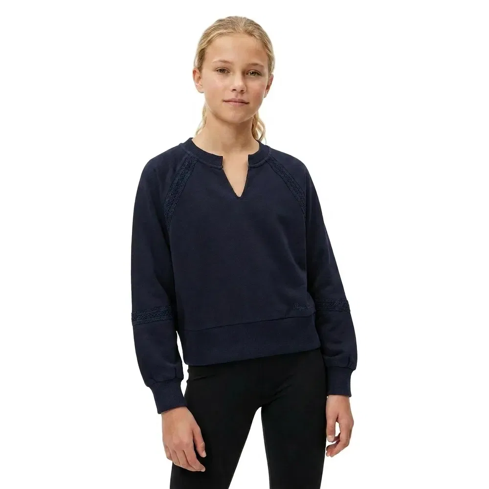Детский свитшот для девочек с кружевными вставками Gabelle Pepe jeans, Blue — фото 2
