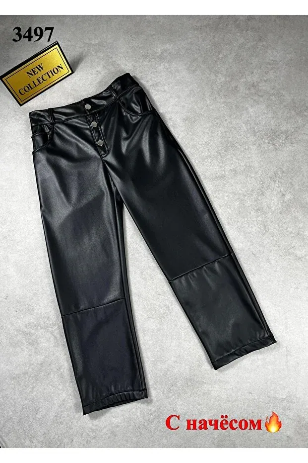 Детские брюки для девочек из искусственной кожи Minimoda Kids, Black