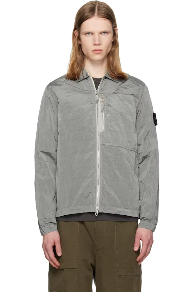 Серая нейлоновая металлическая рубашка Econyl 1200038 Stone Island