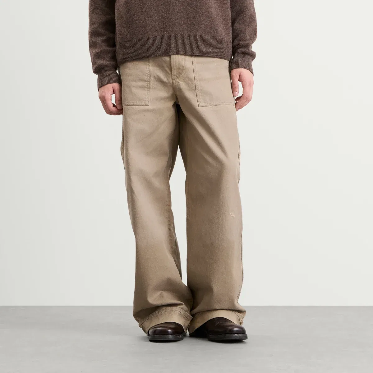 Брюки из хлопкового твила Plinty Acne Studios, Camel Beige — фото 2