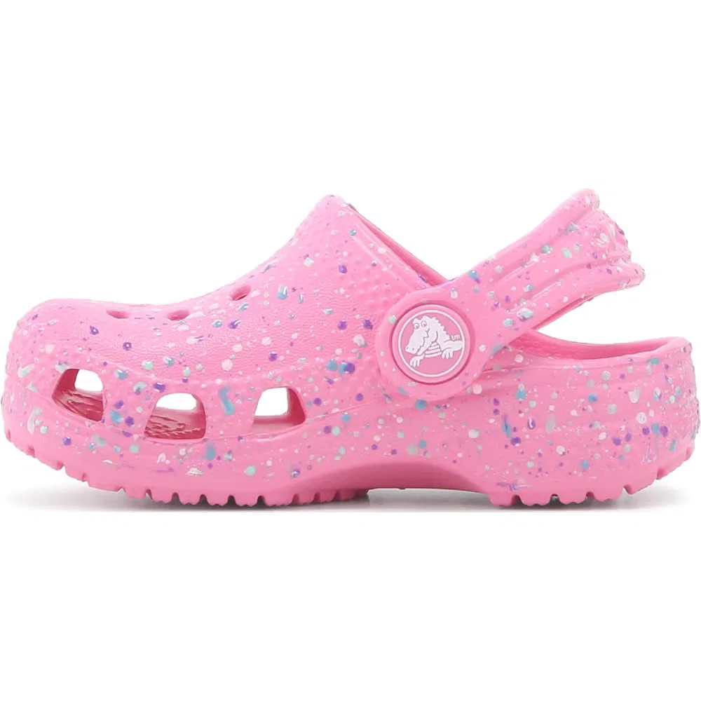 Детские классические сабо с графическим рисунком для малышей Crocs, Pink Splatter — фото 3