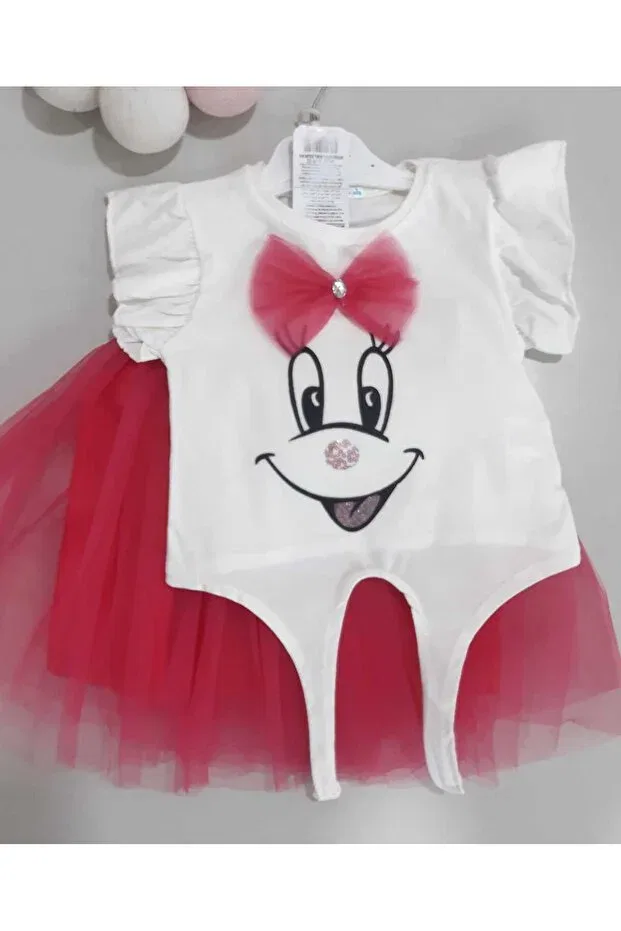 Детский комплект для девочек с принтом Smiling face belt-fastened tutu skirt summer two-piece girls' baby children's set Sönmez Baby, Red