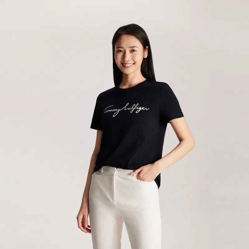 Женская футболка с круглым вырезом Tommy Hilfiger, Black Fap — фото 4