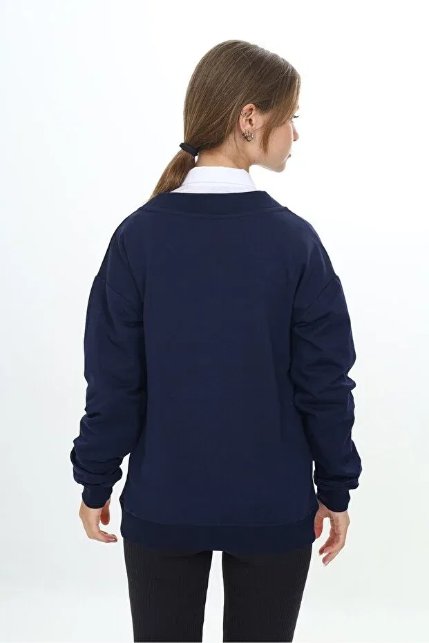 Детский кардиган для девочек с v-образным вырезом Toontoy, Navy Blue — фото 4