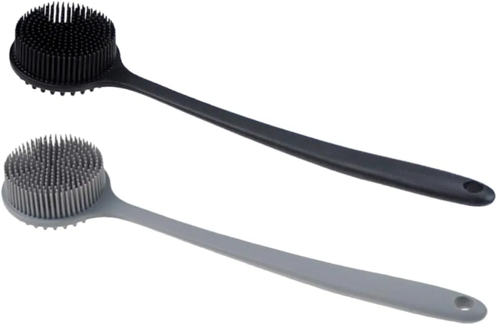 Щетка для душа силиконовая с длинной ручкой DOITOOL, 2 шт, 37x8x3.5 см, Черный