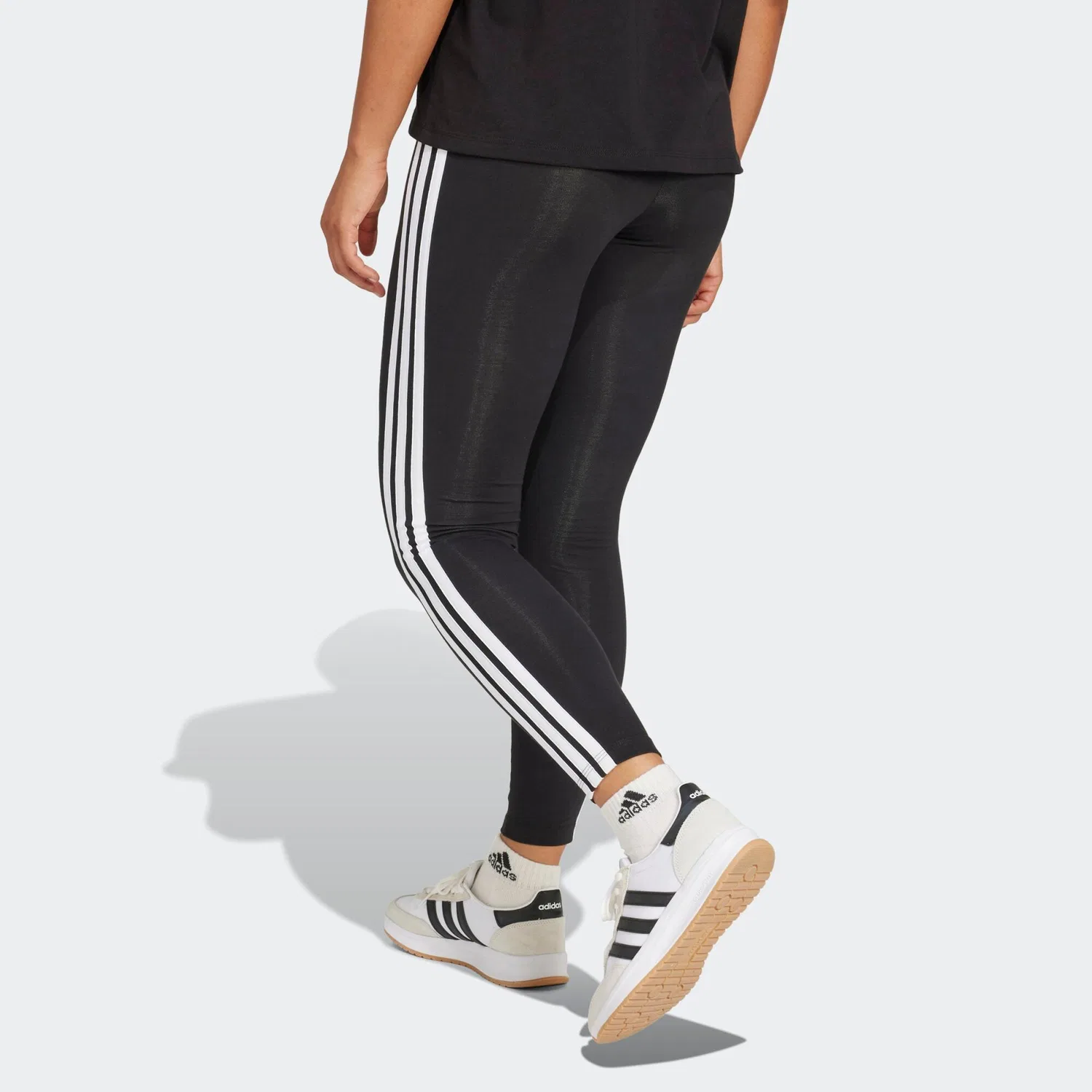 Женские хлопковые леггинсы Adidas, Черный — фото 3