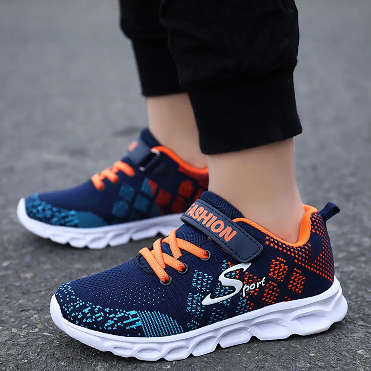 Детские кроссовки для девочек легкие с принтом, Dark Blue — фото 2