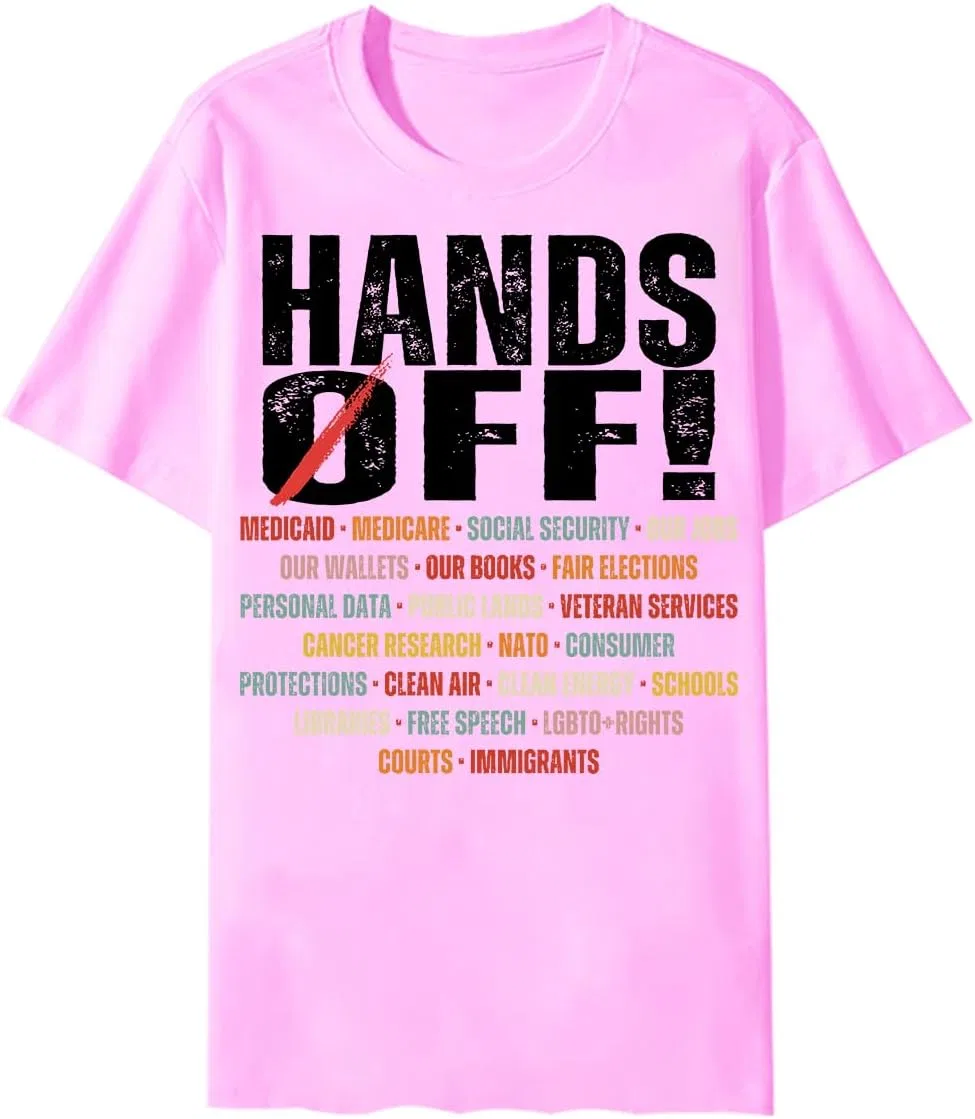 Футболка с принтом Hands Off Protest Hands Off Protest Social Security, Pink