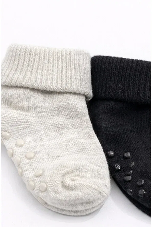 Детские носки для девочек с принтом Basics For My Baby, Black Ecru — фото 2