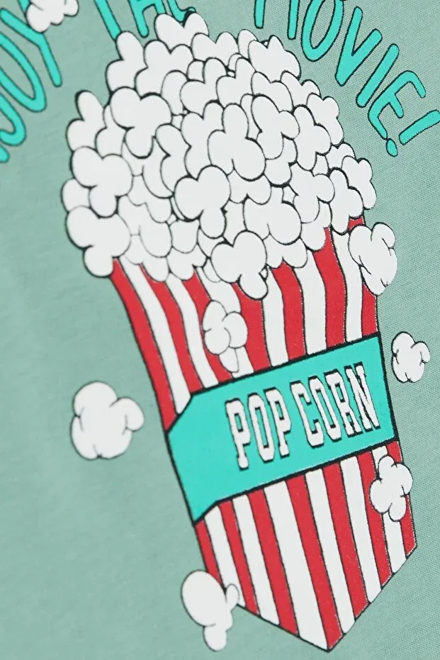 Детская футболка с принтом Pop Corn Printed Breeze, Mint Green — фото 4