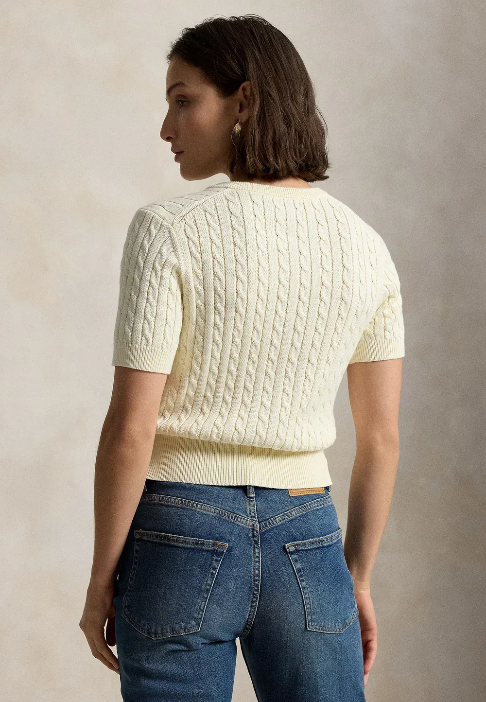 Футболка-Поло с короткими рукавами и мини-кэбом - базовая футболка Polo Ralph Lauren, Clubhouse Cream — фото 3