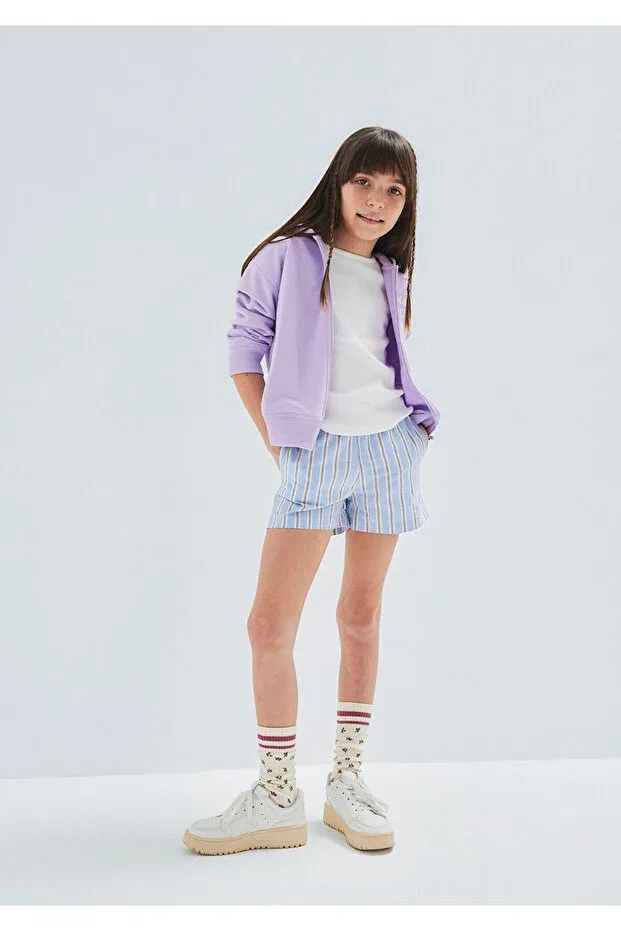 Детские шорты для девочек с принтом Striped shorts Mavi, Blue — фото 2