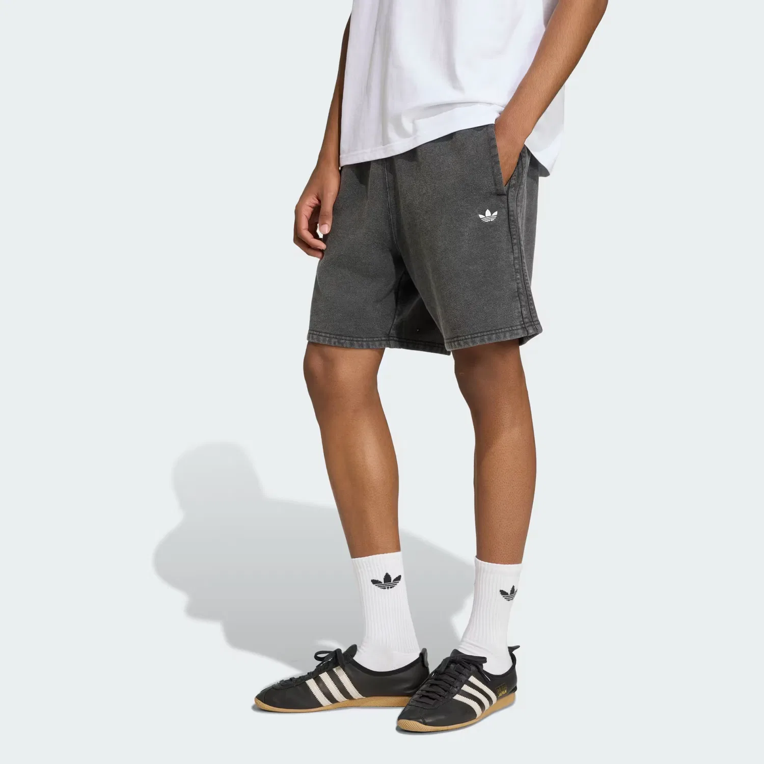 Мужские шорты из флиса Trefoil Essentials Washed Adidas Originals, черный