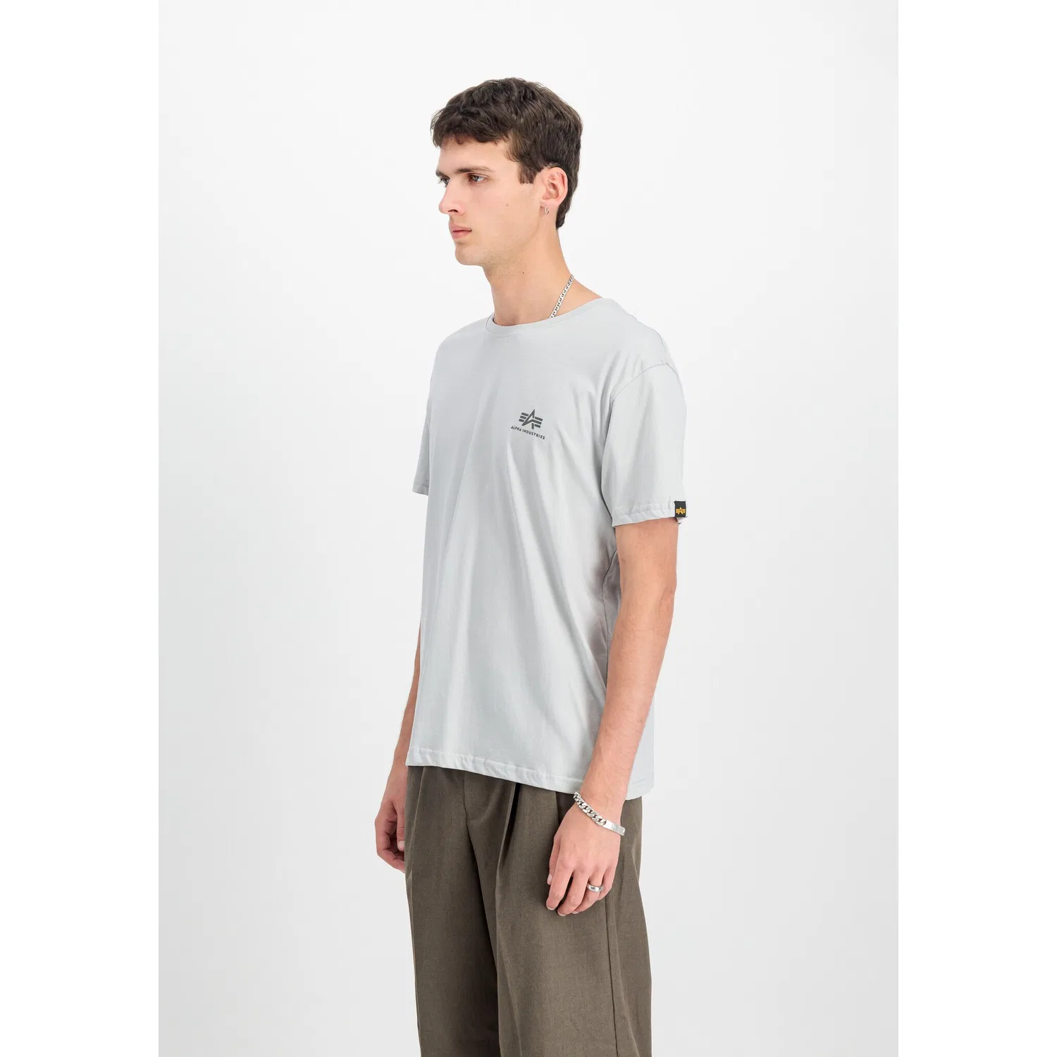Детская футболка с логотипом Alpha Industries, Pastel Grey — фото 2