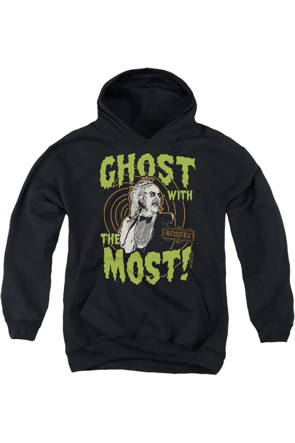 Детское худи с капюшоном с принтом Beetlejuice Ghost Gildan, черный