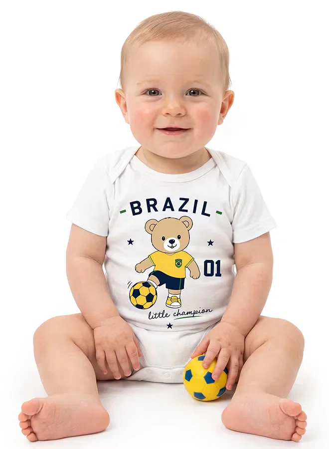 Боди-комбинезон с принтом Little Champion Teddy Nurtur, белый — фото 3