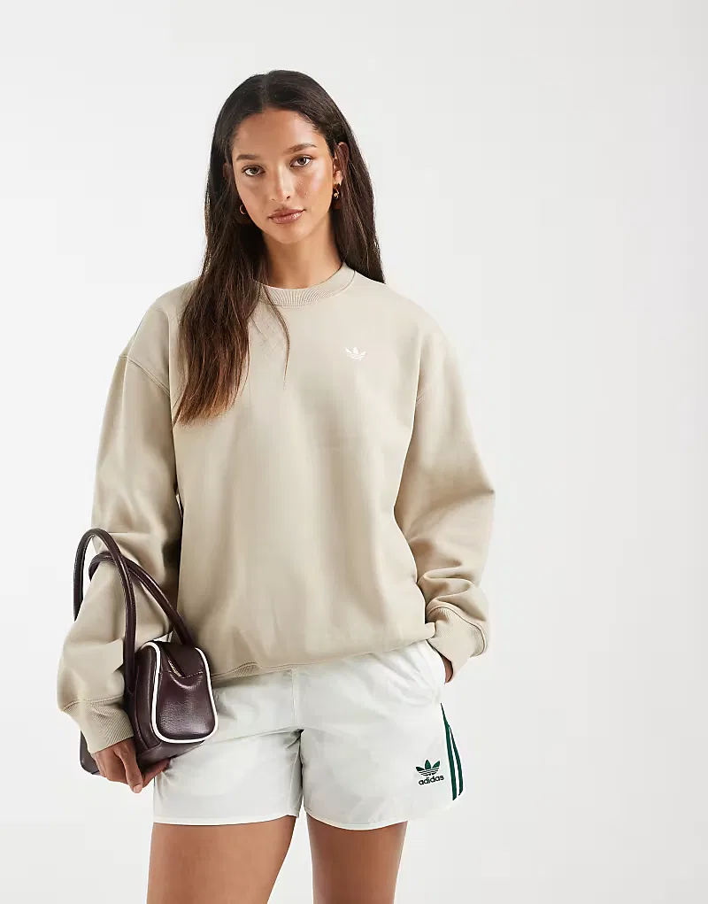 Толстовка Adidas Originals Essentials с длинным рукавом, флисовая, хаки, три