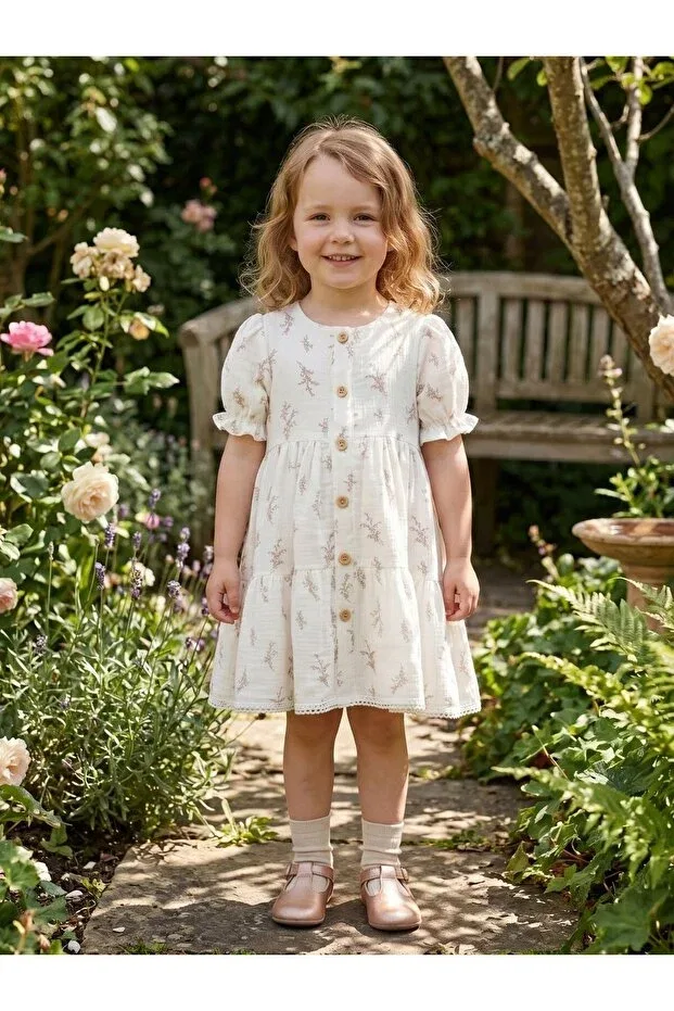 Детское платье для девочек с воланами Cherrys Bebek, Rose Dry
