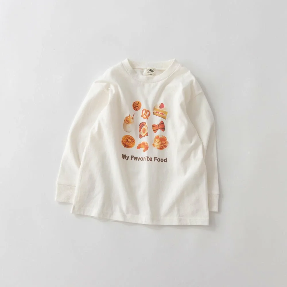 Футболка с длинными рукавами с различными графическими принтами Branshes, 94: Off-white_Favorite food