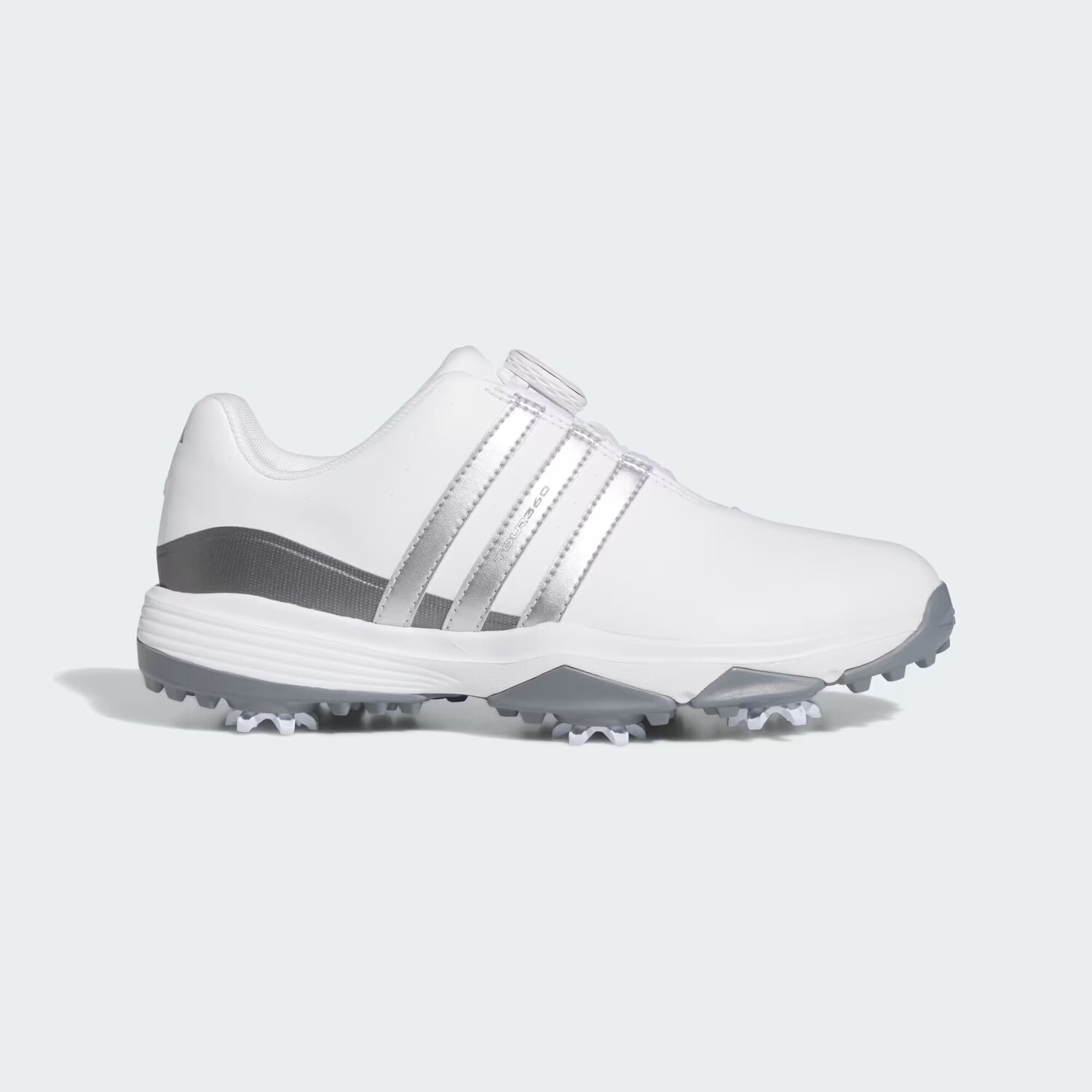 

Детские туфли для гольфа Tour360 24 BOA Adidas, цвет Cloud White/Silver Metallic/Iron Metallic