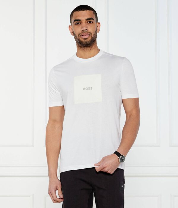 

Футболка с логотипом в рубчик Regular fit Boss Green, белый