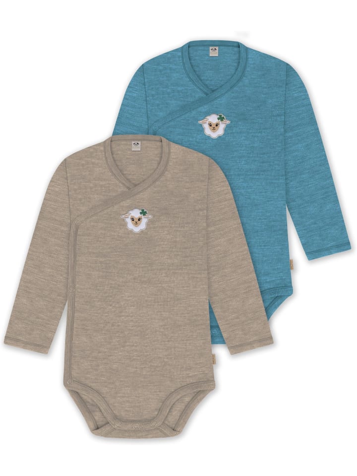 

Normani Outdoor Sports Комплект из 2 органических детских боди с длинными рукавами бежевого/голубого цвета