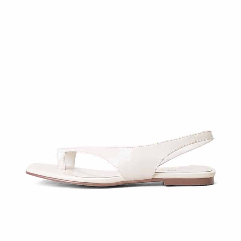 SHOEMAKER QUEEN Женские сандалии на одной застежке белые на плоской подошве, цвет White-Flat