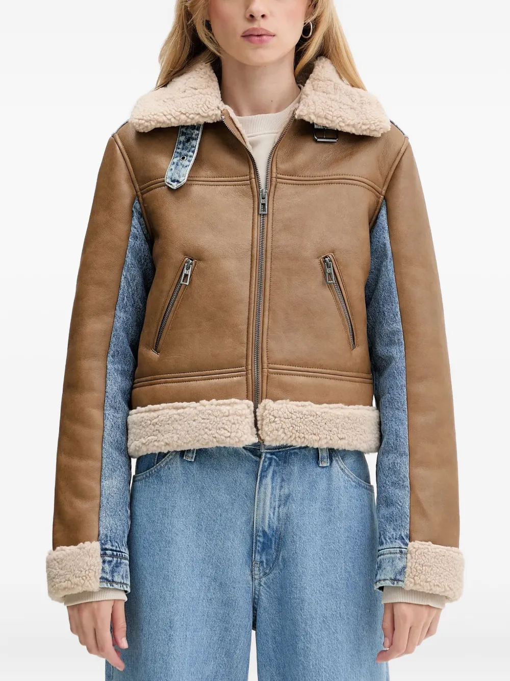 

Куртка с панельным дизайном и застежкой на молнию Desigual, коричневый