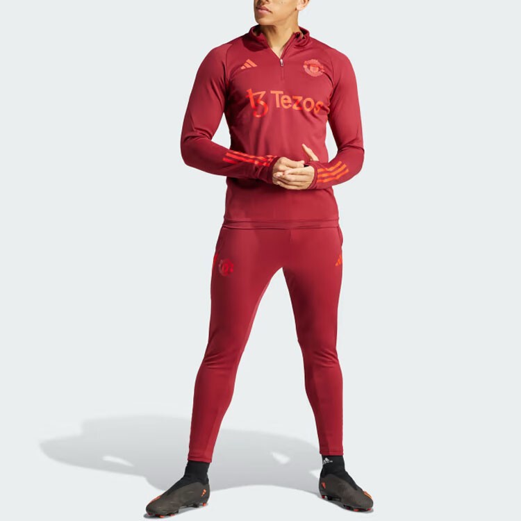 Трикотажные спортивные штаны Manchester United мужские красные Adidas, красный — фото 4
